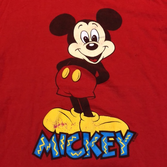 Vintage MICKEY MOUSE T SHIRT MENS RED WALT DISNEY DISNEYLAND MADE IN USA Large L - Picture 2 of 7